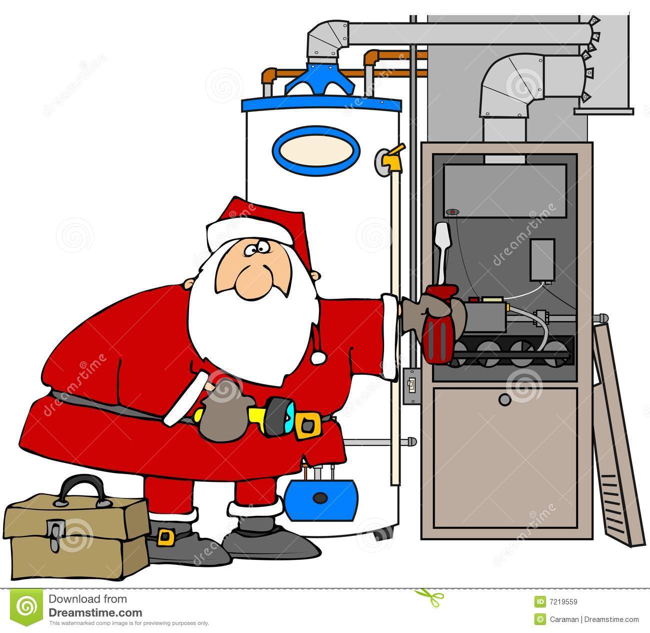 Santa Fixing A Furnace Royalty Free Stock Images   Image  7219559