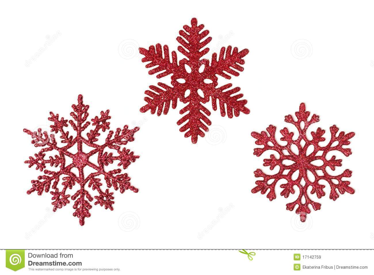 Three Red Glitter Snowflakes Royalty Free Stock Images   Image    