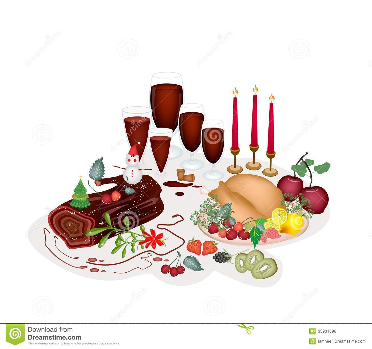 Turkey At A Traditional Christmas Dinner  Royalty Free Stock Image