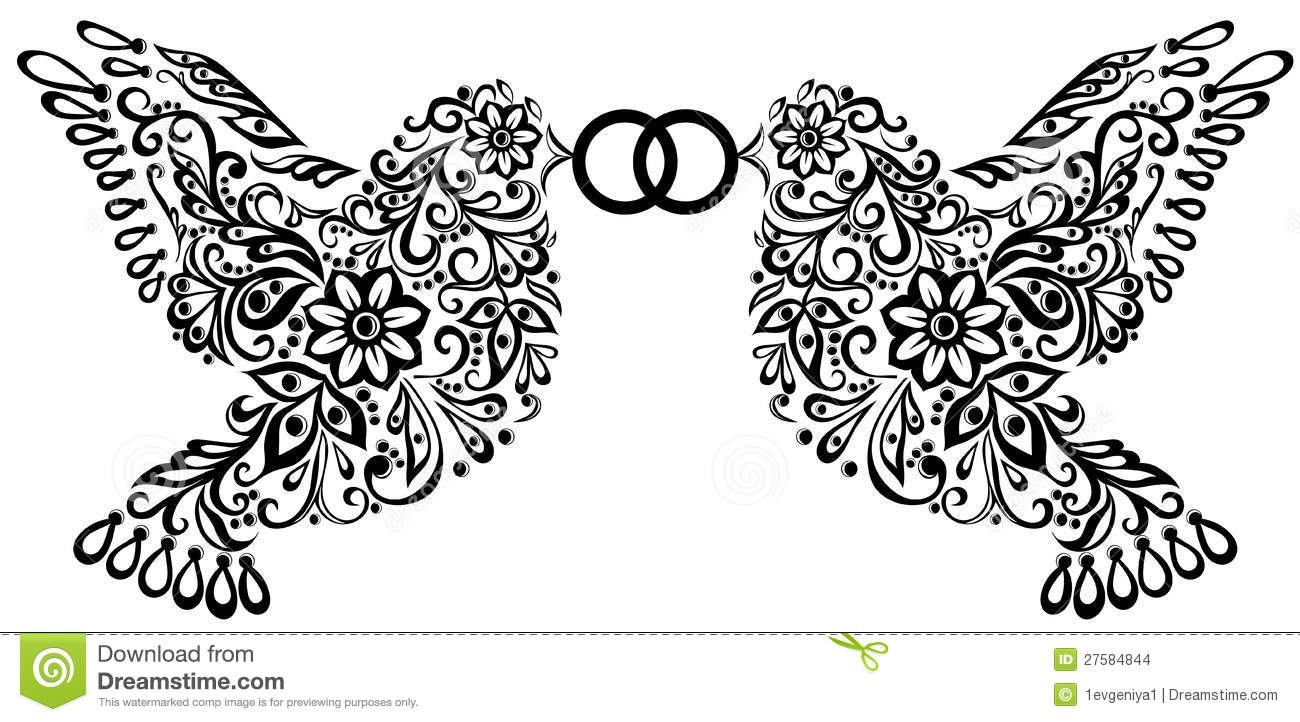 Wedding Clipart Silhouette Of Two Birds Stock Images   Image