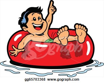 Clip Art Vector   Happy Boy Floating On An Inner Tube In The Water