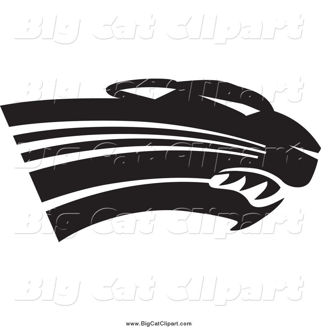 Clipart Of A Black And White Panther Cougar Or Jaguar Head By Johnny