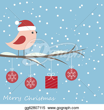 Clipart   Winter Card With Cute Bird  Stock Illustration Gg62807115
