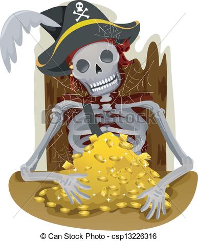 Vector Clip Art Of Pirate Gold   Illustration Of A Pirates Skeleton