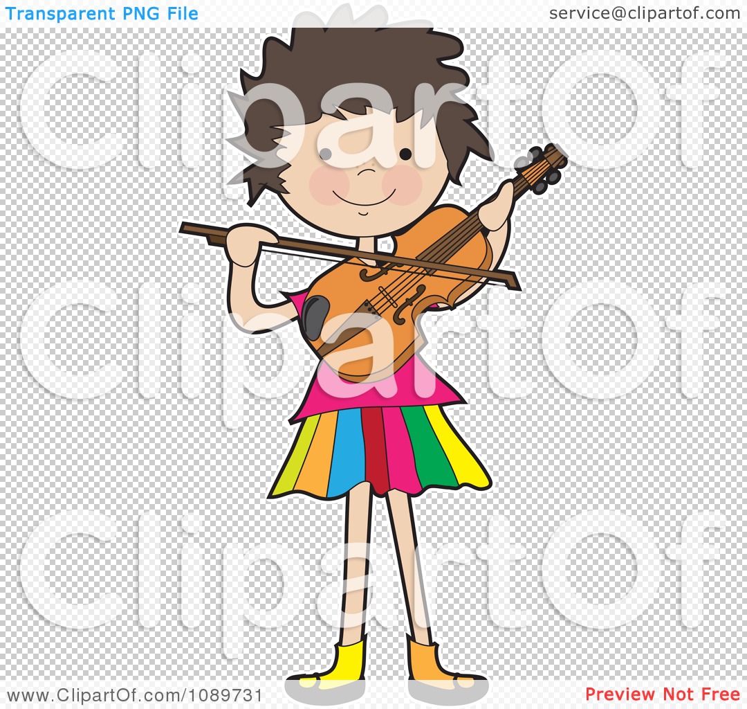 Clipart Girl Playing A Violin   Royalty Free Vector Illustration By