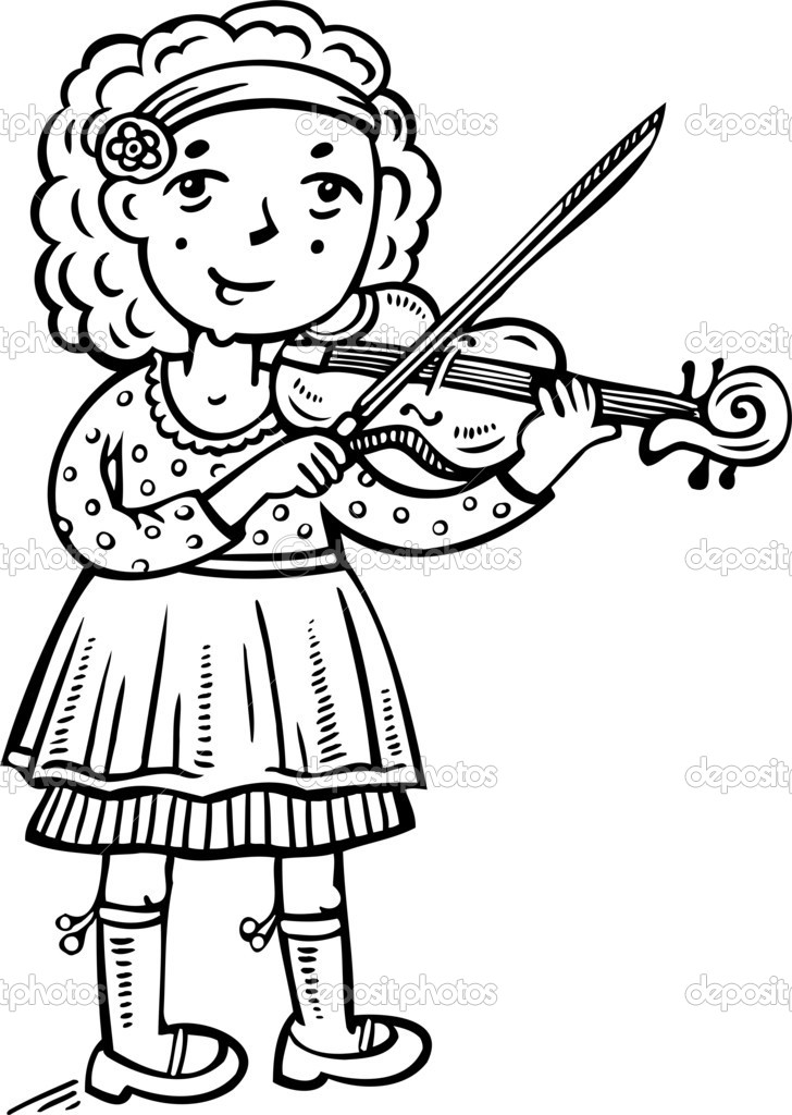 Girl Playing The Violin Children    Stock Vector   Digital Clipart