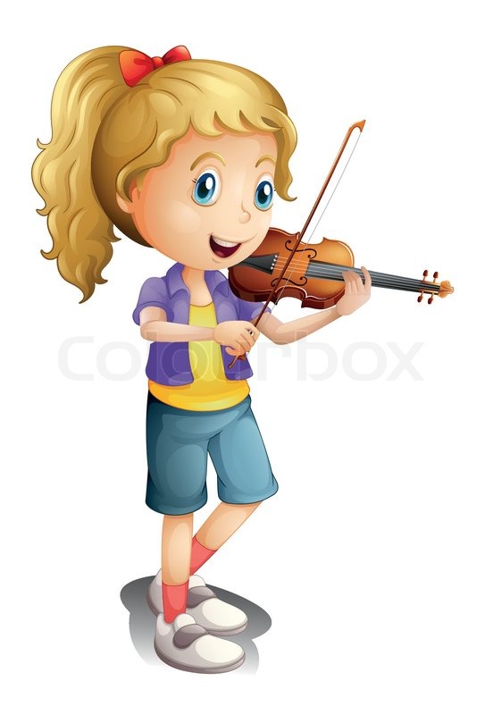 Illustration Of A Girl Playing With Her Violin On A White Background