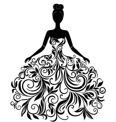 Silhouette Of Young Woman In Dress Vector By Svribalka   Image