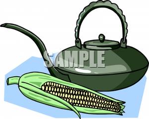 Tea Kettle And A Corn Cob   Royalty Free Clipart Picture