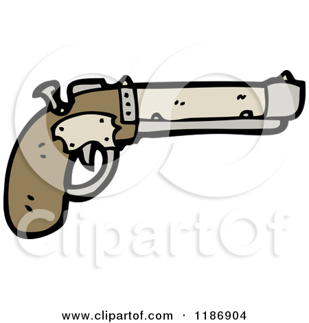 Cartoon Of A Pink Handgun   Royalty Free Vector Illustration