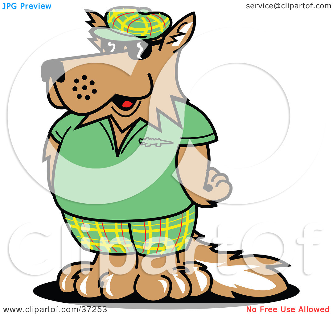Clipart Illustration Of A Cool Dog In Green Golf Clothes By Andy