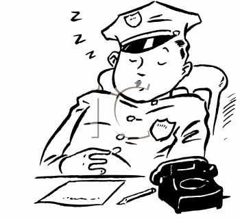 Vintage Cartoon Of A Policman Sleeping On The Job   Royalty Free Clip