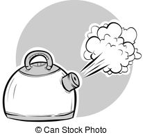 Boiling Kettle   Steam Blasting From A Boiling Cartoon