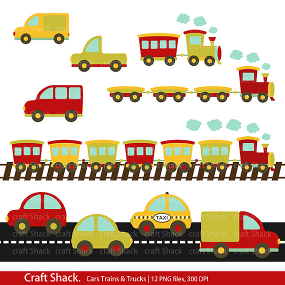 Items Similar To Cars Trains And Trucks Clipart  12 Png Files  On Etsy