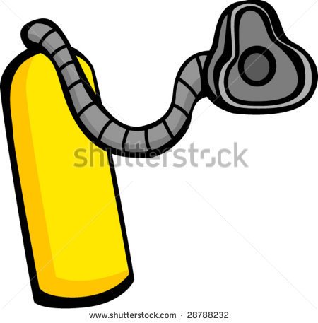 Medical Gas Tank With Breathing Mask Or Scuba Diving Equipment   Stock