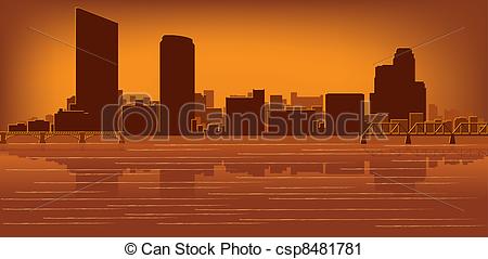 Vector Clip Art Of Grand Rapids Michigan Skyline With Reflection In