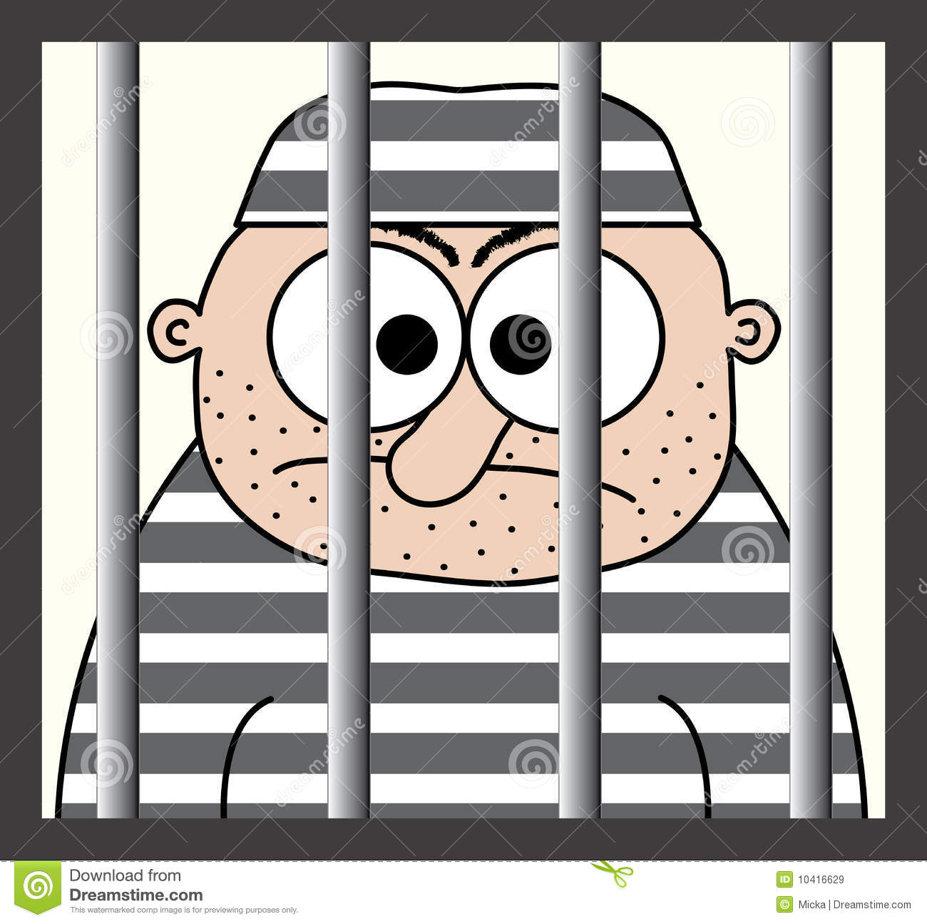 Cartoon Prisoner Behind Bars Royalty Free Stock Images   Image