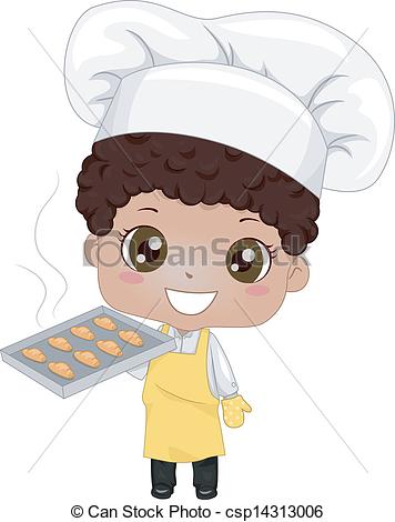 Vector   Little Boy Baking Bread   Stock Illustration Royalty Free