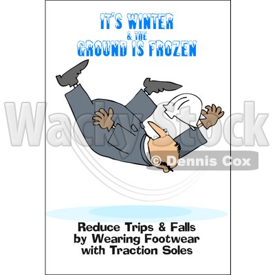Clipart Illustration Of A Falling Worker With Text Reading It S Winter