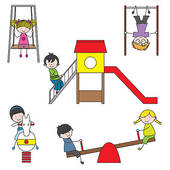 Kids Playing At The Park   Royalty Free Clip Art