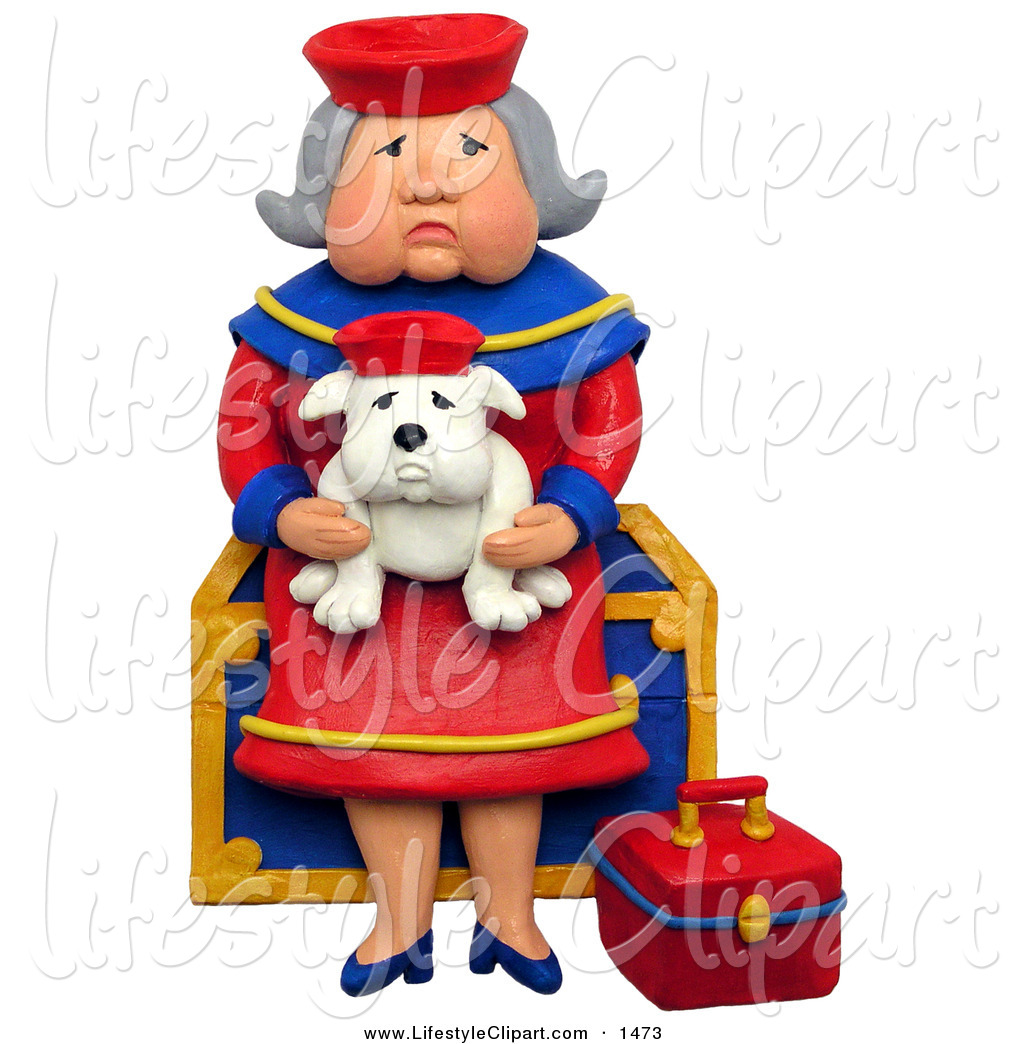 Larger Preview  Lifestyle Clipart Of A 3d Grandma Sitting On A Chest