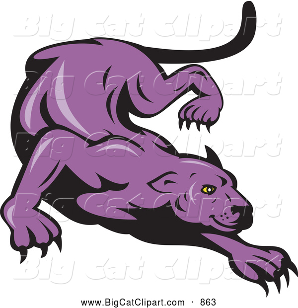 Big Cat Vector Clipart Of A Purple Panther Stalking By Patrimonio