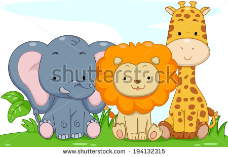 Illustration Featuring Cute Baby Safari Animals   Stock Vector