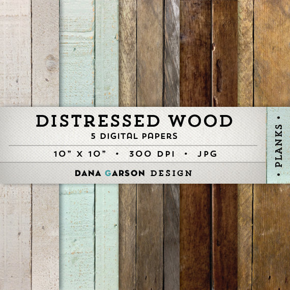 Rustic Wood Digital Paper Set With Distressed Wood Textures 5 Sheets    
