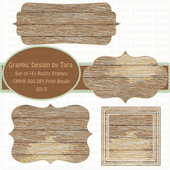 Rustic Wood Frames Clip Art For Personal And Commercial Use
