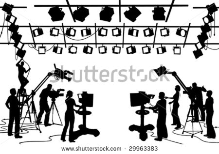 Vector Clip Art Set Of Tv Channel Studio Crew Including Cameras