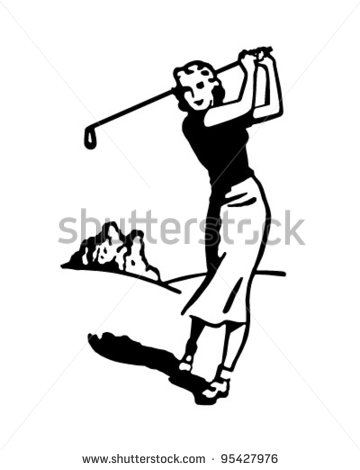 Woman Golfer 4   Retro Clipart Illustration   Stock Vector