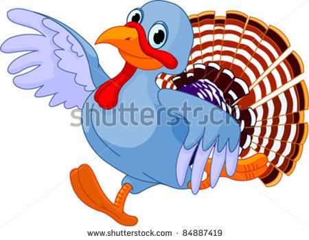 Picture Of A Blue Turkey Running In A Vector Clip Art Illustration