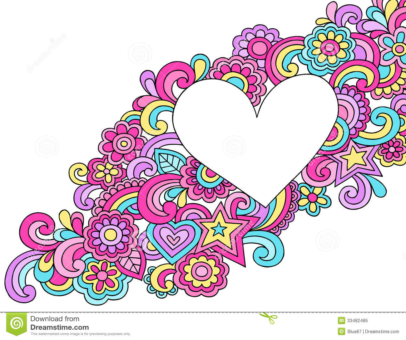Psychedelic Heart Frame Doodle Vector Royalty Free Stock Photo   Image