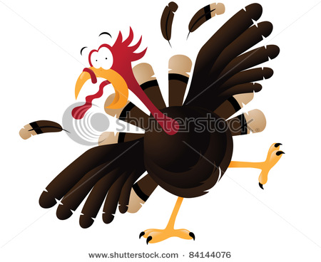 Vector Clip Art Illustration Of A Turkey Running Scared For Its Life