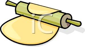 Rolling Pin Rolling Out A Piece Of Dough Flat   Royalty Free Clipart