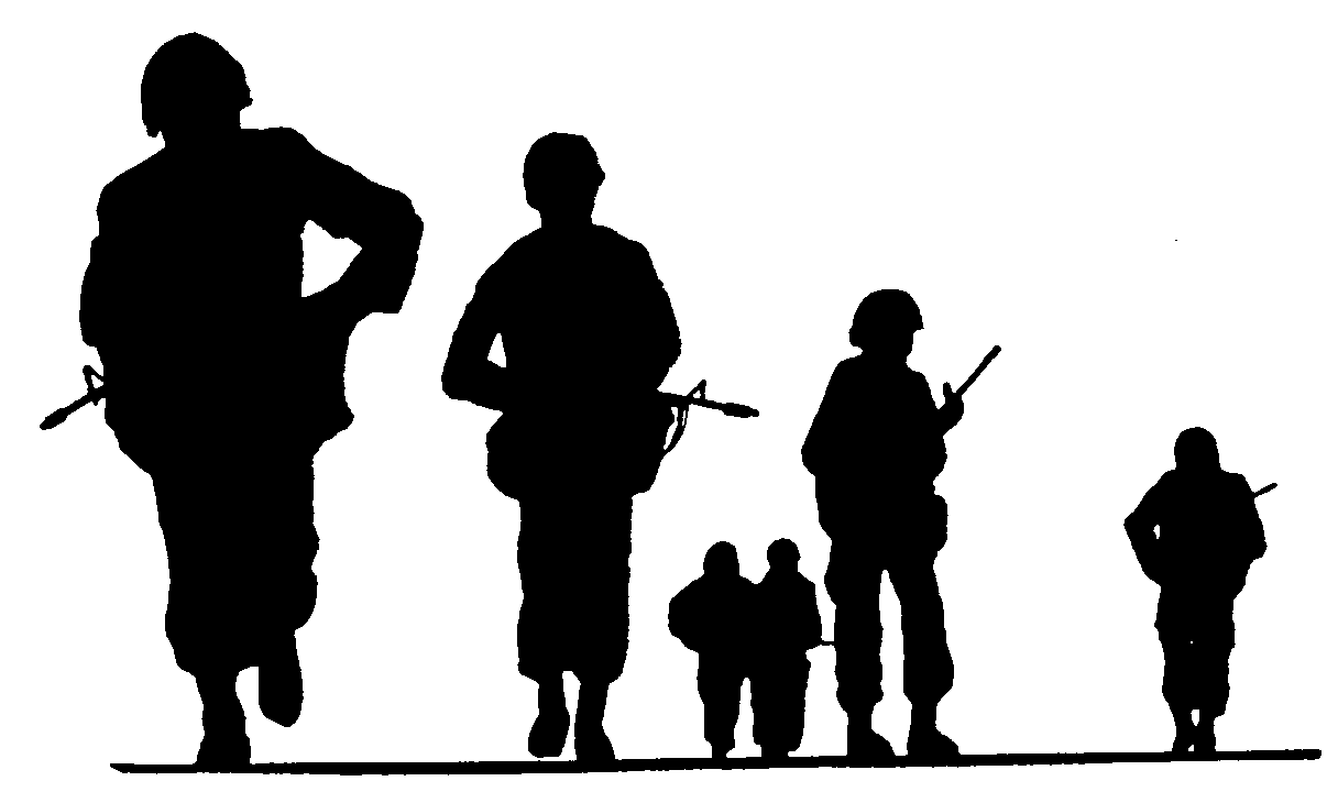 1c Soldiers On Patrol In Silhouette