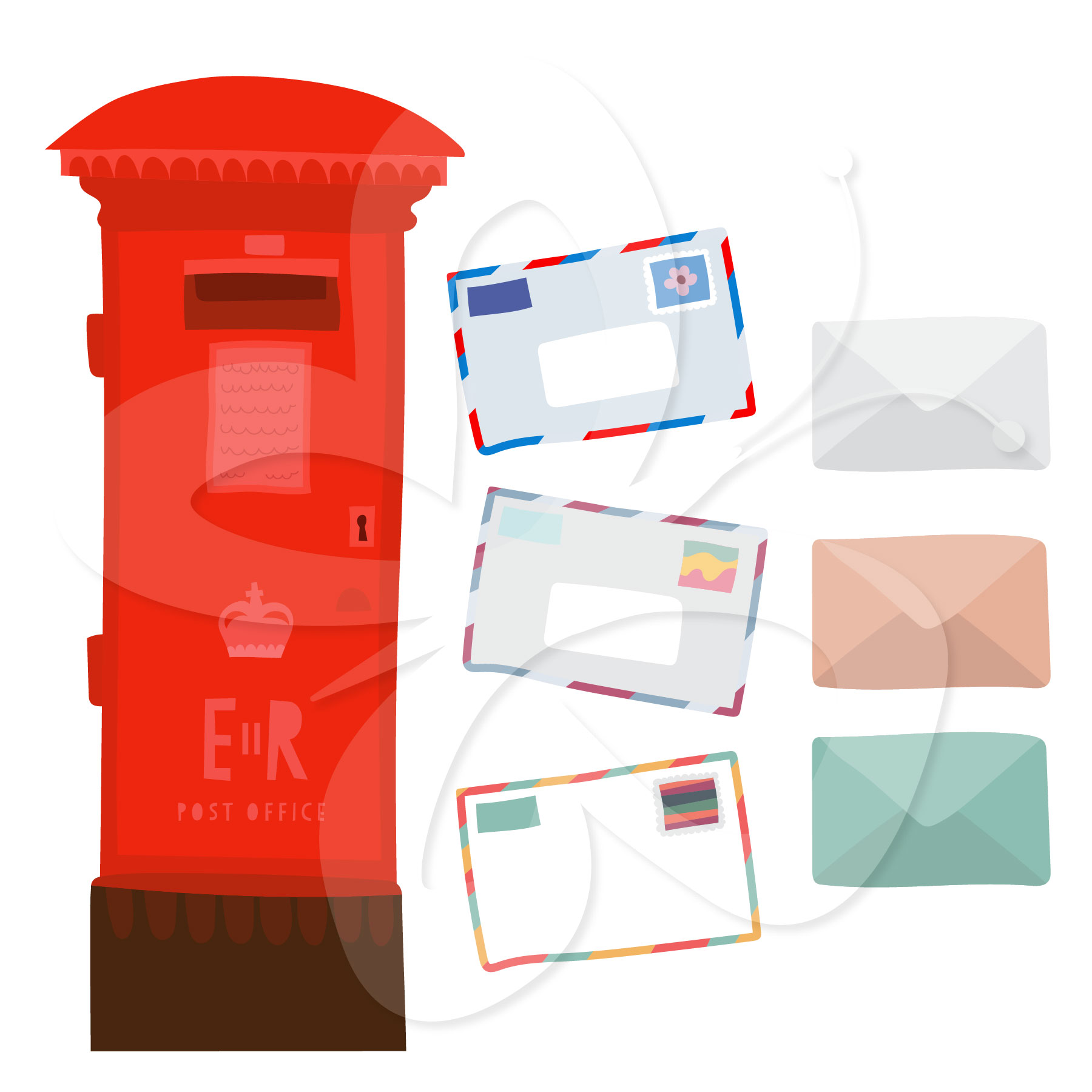 Red Mailbox Clipart Set   Creative Clipart Collection