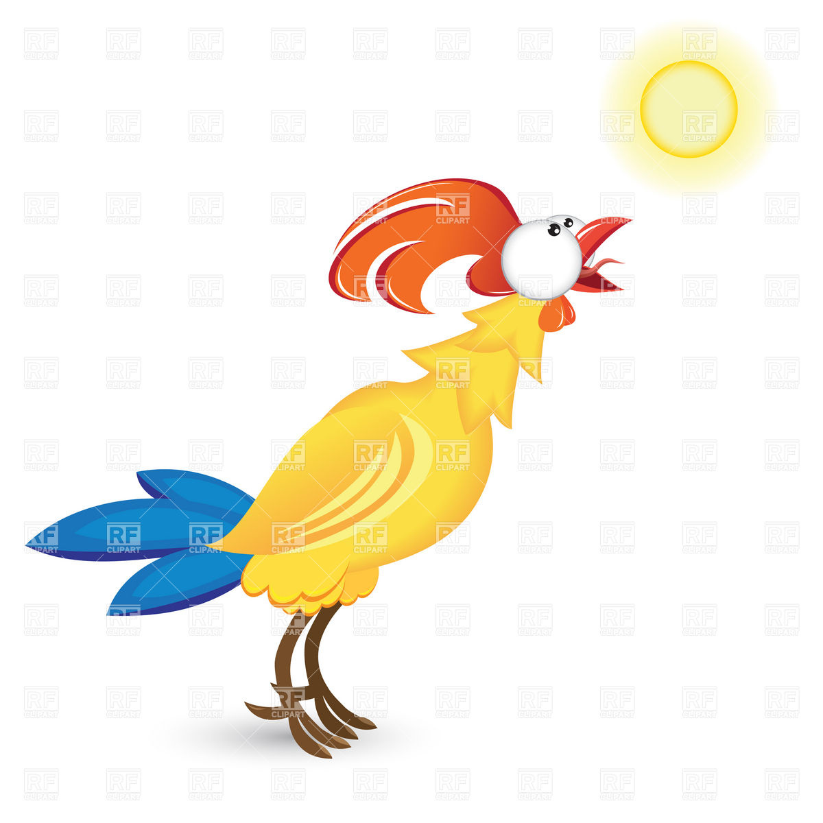Rooster And Morning Sun Download Royalty Free Vector Clipart  Eps