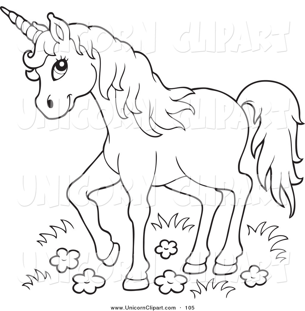 Royalty Free Stock Unicorn Clipart Of Printable Coloring Pages