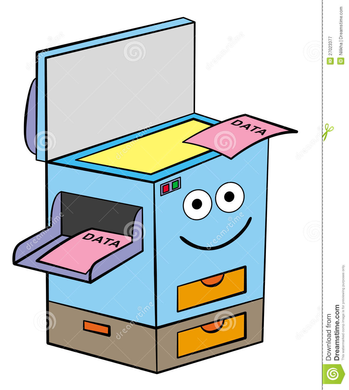 Cartoon Illustration Of A Xerox Machine With A Smiling Face Who Had