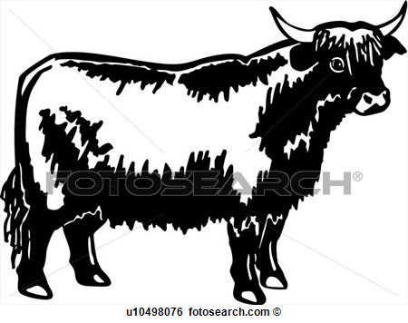 Clip Art Of  Animal Breeds Bull Cattle Farm Highland Livestock