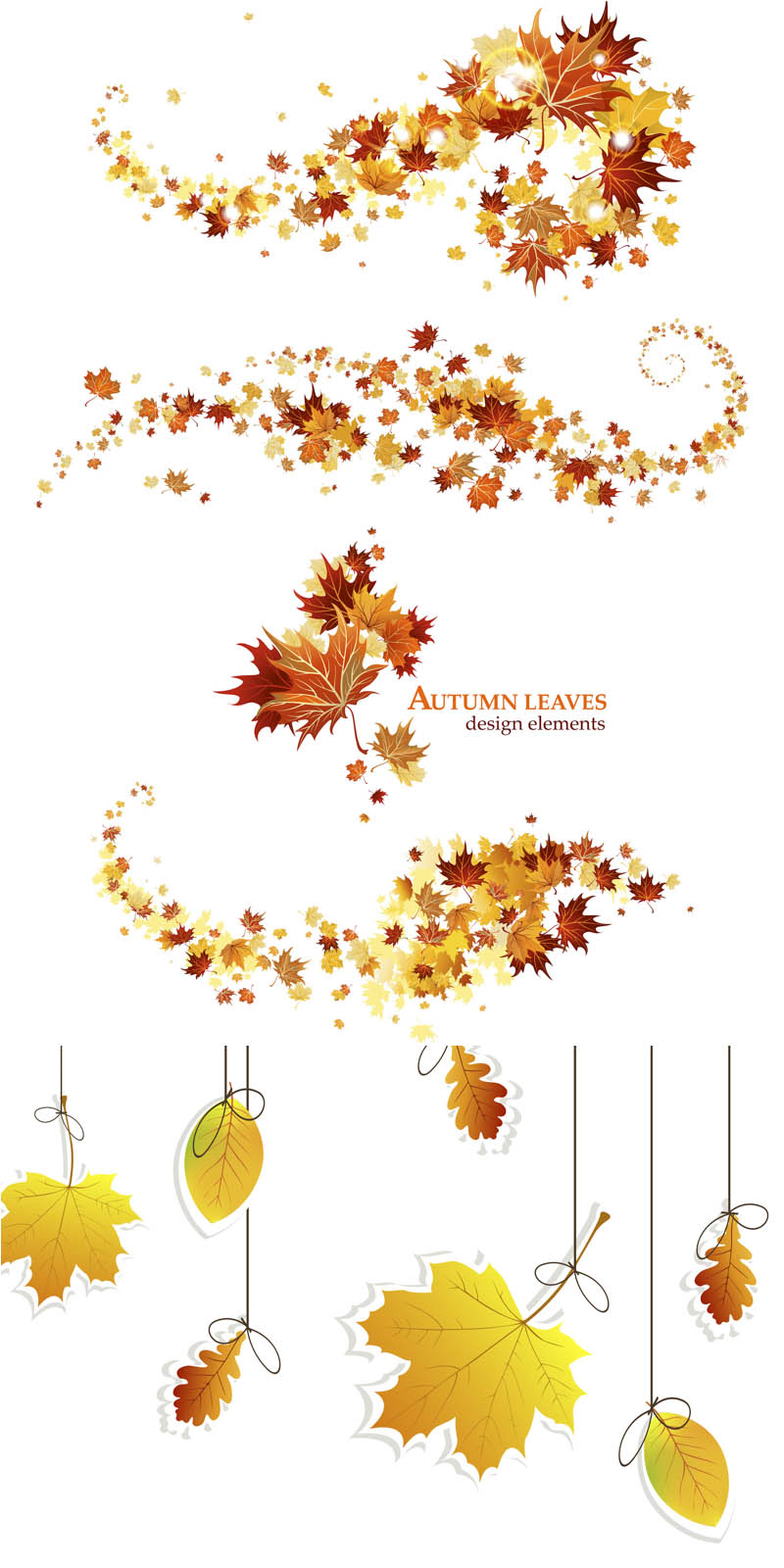 Sets Of 10 Vector Fall Leaves Designs   Garland Of Fall Leaves