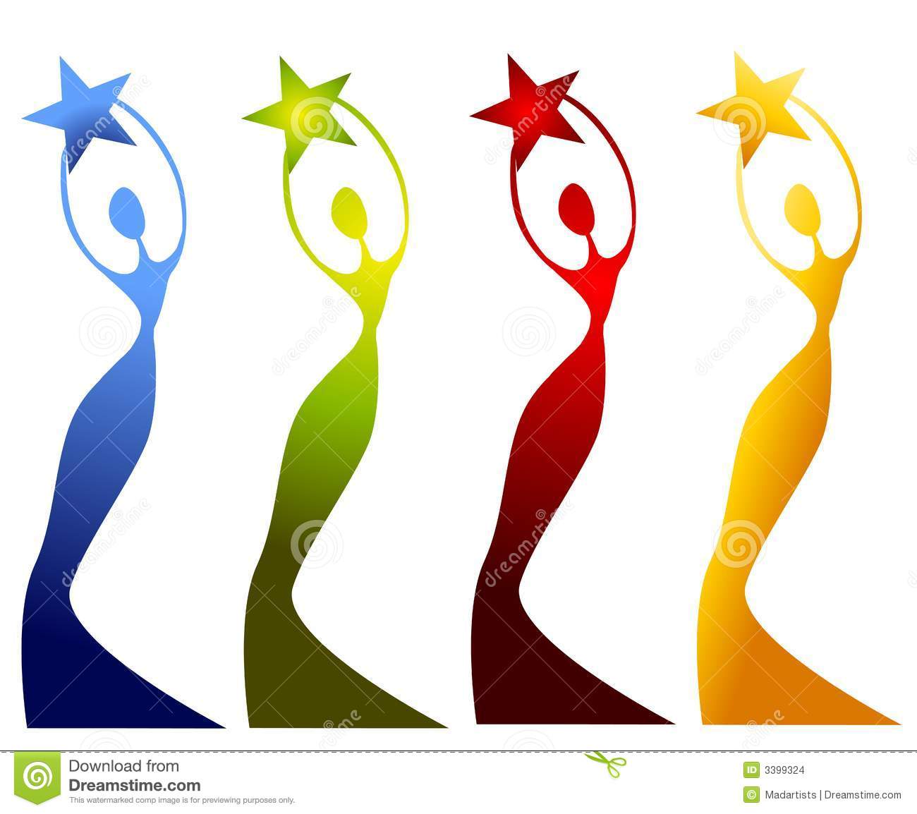 Star Row Clipart Female Statues Holding Stars