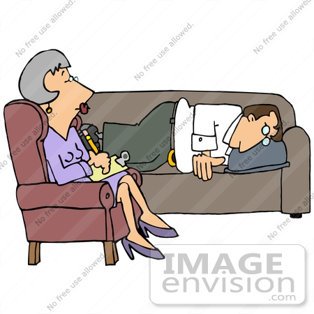 Clip Art Graphic Of A Frustrated Guy Lying On A Counselor S Sofa And