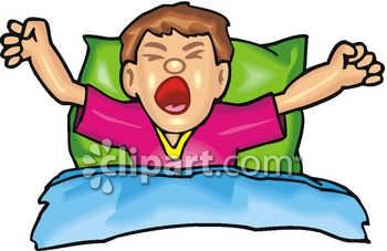 Clip Art Of A Man In Bed Just Waking Up Streching And Yawning Clipart