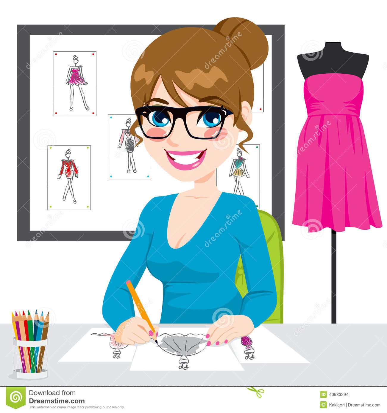 Fashion Designer Drawing Sketches Stock Vector   Image  40983294