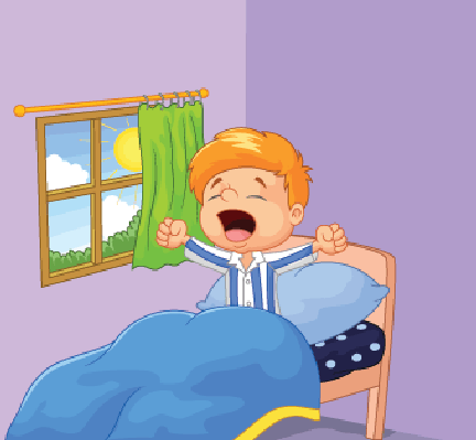 Illustration Of Little Boy Cartoon Woke Up Yawns  From The Getty
