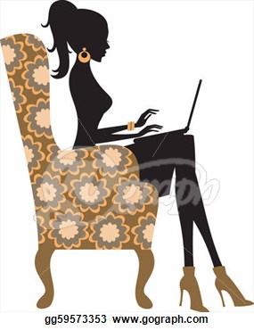 Young Fashionable Woman Working On Laptop Vector Clipart Gg59573353
