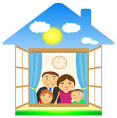 Cheerful Family In Private House   Clipart Graphic