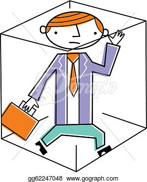 Clip Art   Businessman Trapped Inside Box  Stock Illustration